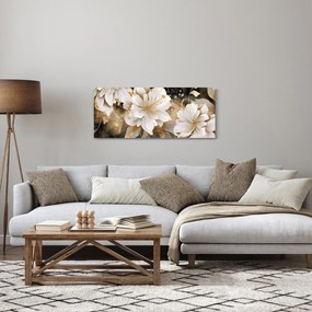 Obraz - Kvety v zlate (120x50 cm)