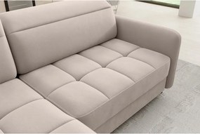 Svetlohnedá zamatová rozkladacia/s úložným priestorom rohová pohovka (ľavý roh/do L) Barea – ELTAP