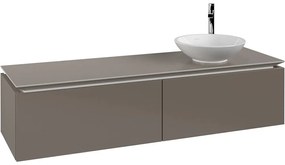 VILLEROY &amp; BOCH Legato závesná skrinka pod umývadlo na dosku (umývadlo vpravo), 2 zásuvky, 1600 x 500 x 380 mm, Truffle Grey, B59700VG