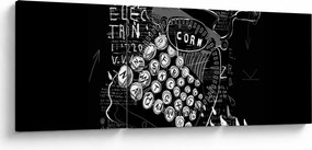 Obraz - Kresba v Banksyho štýle (s hodinami) (90x30 cm)
