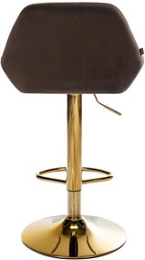 Barová stolička Braga (SET 2 ks) - zamat, zlatá podnož - Hnedá