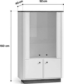 Vysoká vitrína Amberto 92 cm - kašmírová / dub windmill tmavý