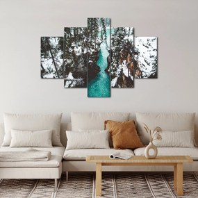 Obraz - horská rieka v zime (150x105 cm)