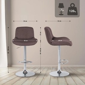 Barová stolička Solon - látka, chróm rám - tmavo hnedá