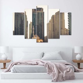 Obraz na plátně pětidílný Dubaj Mrakodrapy - 200x100 cm