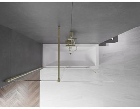 Mexen Velar, 2-krídlová posuvná vaňová zástena 150 x 150 cm, 8mm číre sklo, zlatý lesklý profil, 896-150-000-01-50