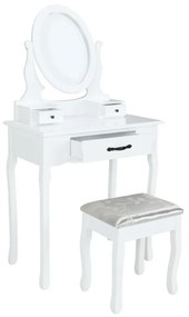 Tempo Kondela Toaletný stolík s taburetom, biela/strieborná, LINET NEW