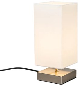 Moderná stolná lampa biela s oceľou - Milo