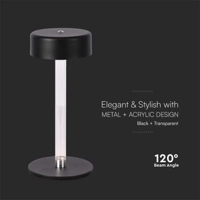 LED Stmievateľná nabíjacia stolná lampa LED/3W/5V 3000-6000K čierna