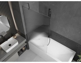 Mexen Next, 1-krídlová vaňová zástena 90 x 150 cm, 6mm sklo Ribs, brúsená grafitová, 895-090-000-00-09-66