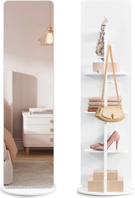 SONGMICS stojanové zrkadlo, otáčateľné o 360°, 163 x 45 cm, oblá biela