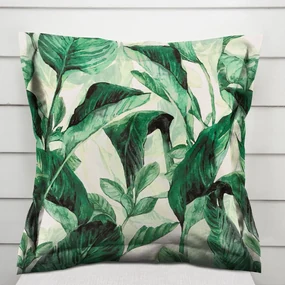 Biante Zamatová obliečka na vankúš s lemom Tamara TMR-028 Veľké zelené listy 60 x 60 cm