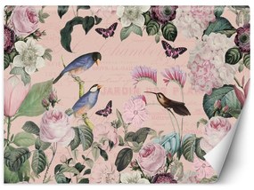 Gario Fototapeta Vtáky v tmavo ružových kvetoch - Andrea Haase Materiál: Vliesová, Rozmery: 200 x 140 cm