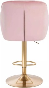LuxuryForm DESIGN Barová stolička AVOLA VELUR na zlatom tanieri - svetlo ružová