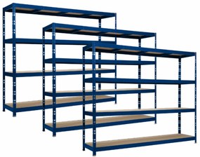 3x Policový regál 2000 X 2370 X 600, modrý 3XRR1-6024-4-5017