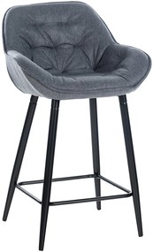 Barová stolička Gibson ~ látka, kovové nohy čierne - Sivá