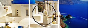 Obraz - Santorini, Grécko (s hodinami) (90x30 cm)
