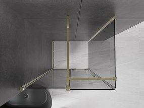 Mexen Velar, sprchový kút s posuvnými dverami 100 x 70 cm, 8mm šedé sklo, zlatá lesklá, 871-100-070-41-50