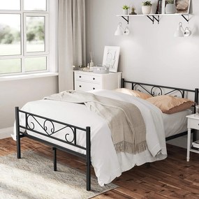 Kovový posteľový rám, 198 x 86,4 x 141,8 cm, čierny