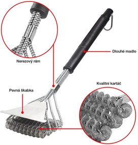 BBQ drôtená kefa na čistenie grilu WELFON