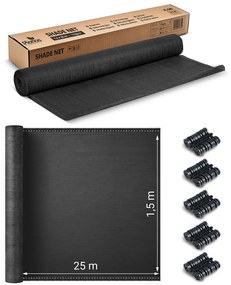 Tieniaca sieť 1,5x25m 140g/m2 + 50 svoriek PLONOS 454210 - sivá