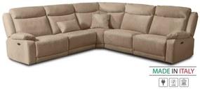 Kožená sedacia súprava CONTINENTAL rohová s funkciou relax, elektrické, cappuccino (cappuccino 313)