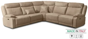 Kožená sedacia súprava CONTINENTAL rohová s funkciou relax, elektrické, cappuccino (cappuccino 313)