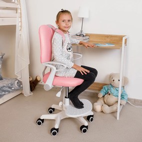 Detská rastúca stolička s podnožou ANAIS – sieťovina, plast, ružová / biela