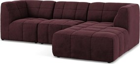 Vínovočervená zamatová rohová pohovka (pravý roh/s leňoškou) Aloha – Makamii