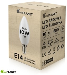 BERGE LED žiarovka - ecoPLANET - E14 - 10W - sviečka - 880Lm - studená biela