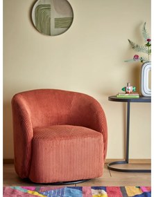 Oranžové menčestrové kreslo ušiak Pradi – Bloomingville