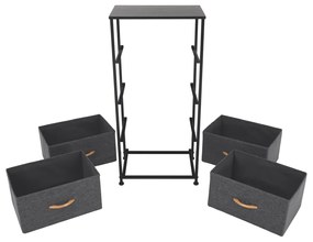 Komoda PALMERA s látkovými zásuvkami, čierna