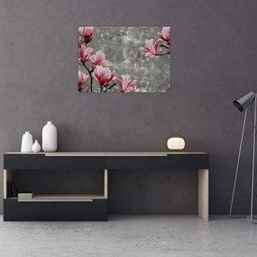 Sklenený obraz s kvetmi (70x50 cm)