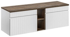 Závěsná skříňka Iconic s deskou 140 cm bílá/dub santa fe vintage