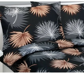 Bellatex Bavlnené obliečky Palmový list čierna,140 x 200 cm, 70 x 90 cm