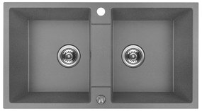 Kuchinox Rab, 2-komorový granitový drez 800x440x186 mm, šedá, LAV-SBF_520Y