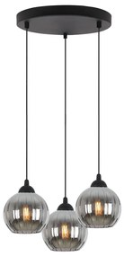 Závesné svietidlo Costa, 3x grafitové sklenené tienidlo, b, o