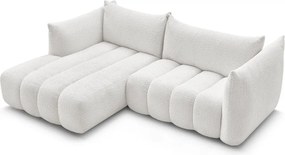Biela rohová pohovka z textílie buklé (ľavý roh/s leňoškou) Azra – Bobochic Paris