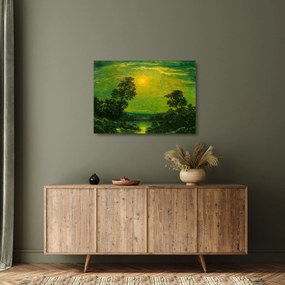 Sklenený obraz - Imitator of Ralph Albert Blakelock, Moonlight, reprodukcia (70x50 cm)