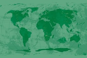 Tapeta rustikálna mapa sveta v zelenej farbe - 150x100