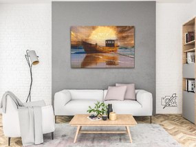 Gario Diamantové maľovanie Čln na mori 2 Rozmery: 80 x 60 cm, Rámovanie: Iba zrolované plátno, Diamanty: Okrúhle