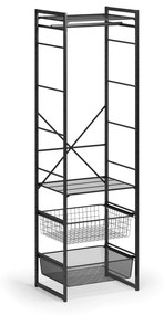 Otvorená šatníková zostava TYP I, 2020 x 600 x 460 mm, čierna