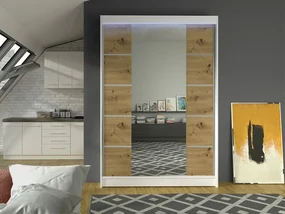 Posuvná skriňa Parys V, Farby: biela, Osvetlenie: osvetlenie LED RGB - farebné