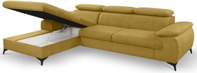 Rohová sedacia súprava Scala, kurkumovo žltá látka, ľavý roh
