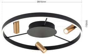 Orion DL 7-686/3-LED Stmievateľné strop. svietidlo BERLIN LED/50W/230V čierna/zlatá