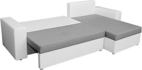 Rohová sedacia súprava Samba II, biela ekokoža/svetlo šedá látka