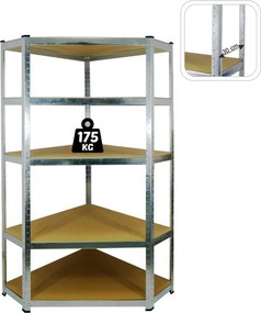 CH 5- policový Rohový kovový úložný regál Tosca VI. 180 x 90 x 30 cm