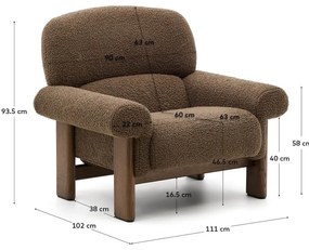Hnedé kreslo z textílie buklé Nema – Kave Home