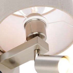 Nástenná lampa z ocele so svetlom na čítanie a tienidlom 18 cm svetlohnedá - Brescia