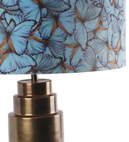 Stolová lampa bronzová so zamatovým motýlikovým odtieňom 50 cm - Bruut